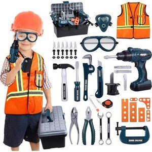 Kids Tool Set - 45 PCS Pretend Play Tool Toys for Toddler, Kids Electric Drill